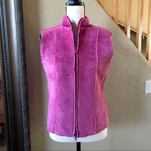Express Jackets & Blazers - Express Pink Leather Suede Vest